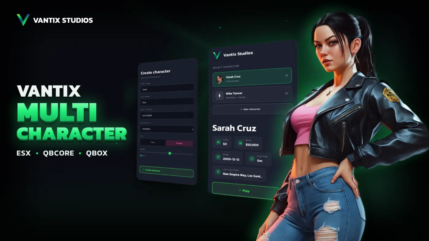 Vantix Multicharacter, a cinematic FiveM character selection script